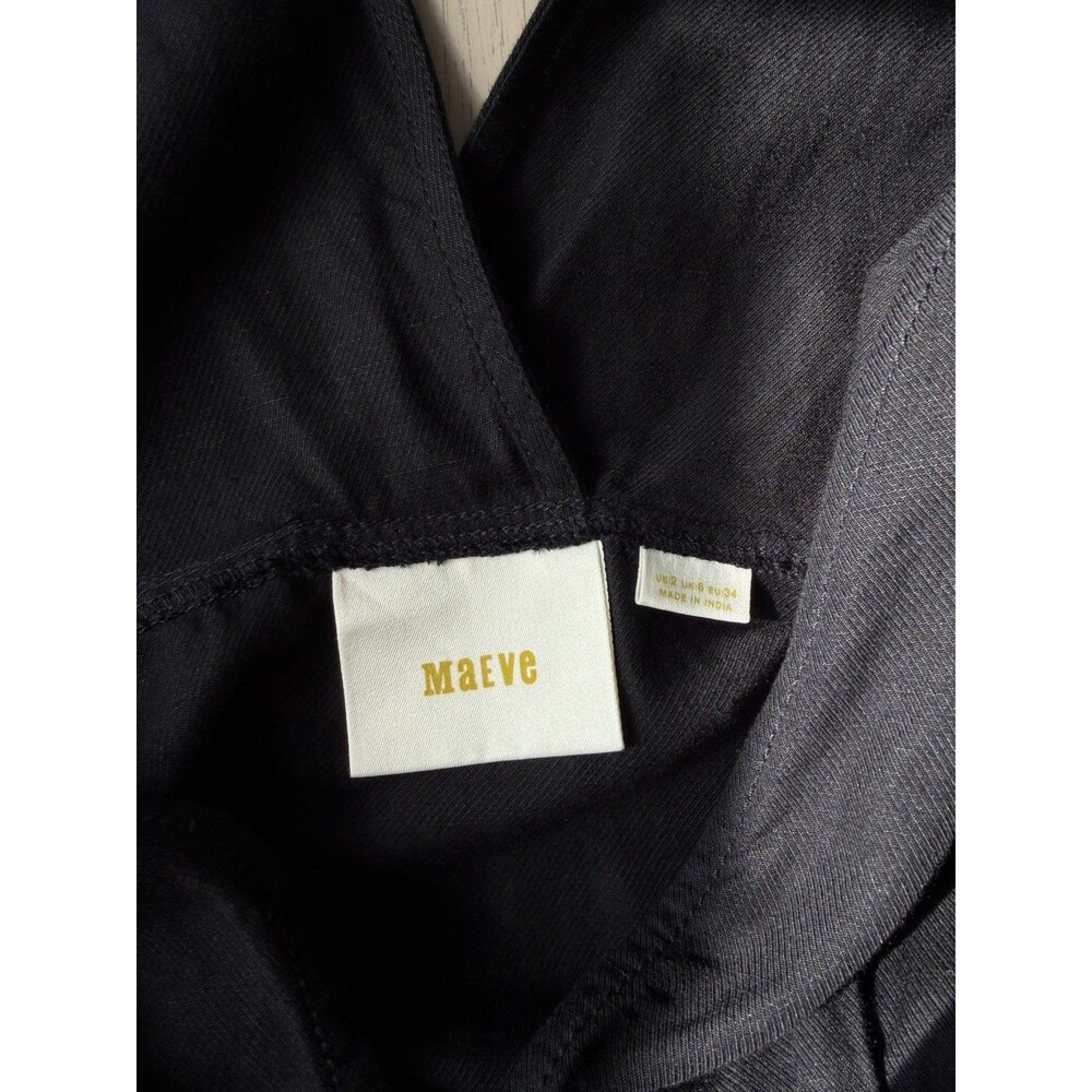 Maeve Anthropologie Black Belt Jumper Dress Viscose Linen Office Sleeveless XS - Picture 2 of 15